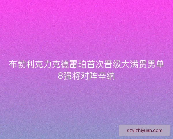布勃利克力克德雷珀首次晋级大满贯男单8强将对阵辛纳